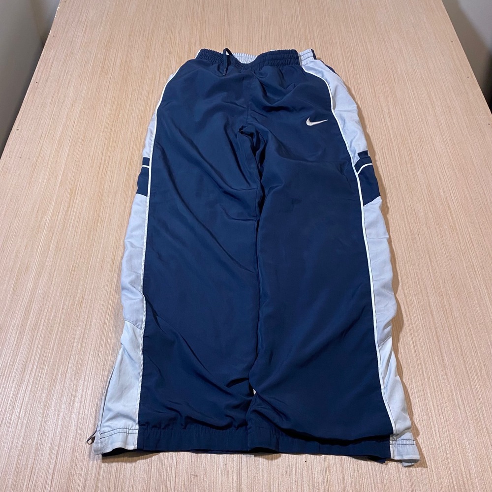 Nike Navy Blue Grey Colorblock Track Pants Vintage Style Windbreaker Joggers